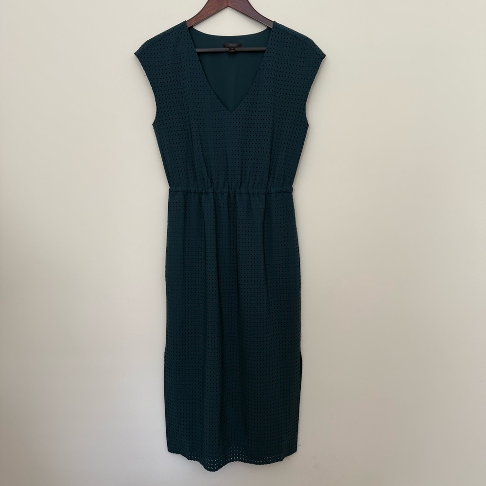 J. Crew Gene/Teal Eyelet Midi Dress